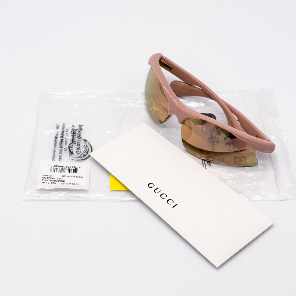 NEW GUCCI GG1774S 004 PINK MIRROR MASK UNISEX SUNGLASSES GUCCI - Picture 11 of 12